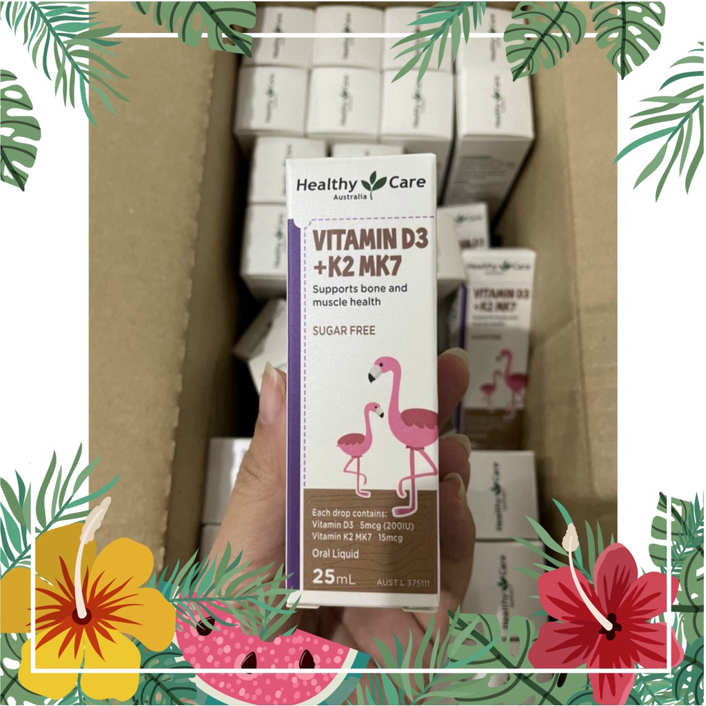 Vitamin D3 + K2 MK7 Healthy Care, Úc, Lọ 25ml (D3K2 HealthyCare)