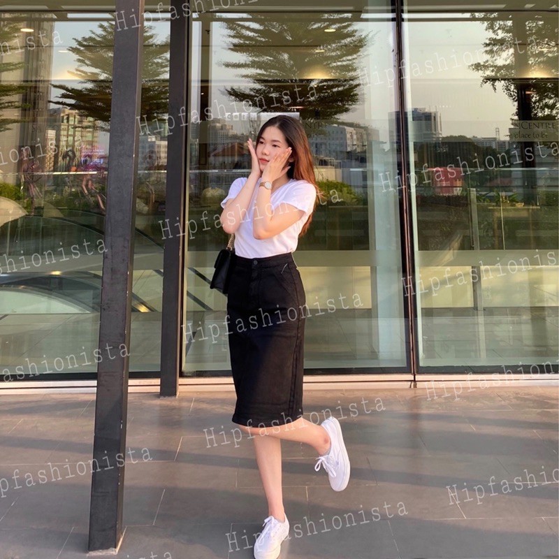 [Mã FADIRECT20 giảm 20K đơn 150K] Chân váy jeans midi Asos form chuẩn xinh, lưng cao trên rốn (hình thật) | BigBuy360 - bigbuy360.vn