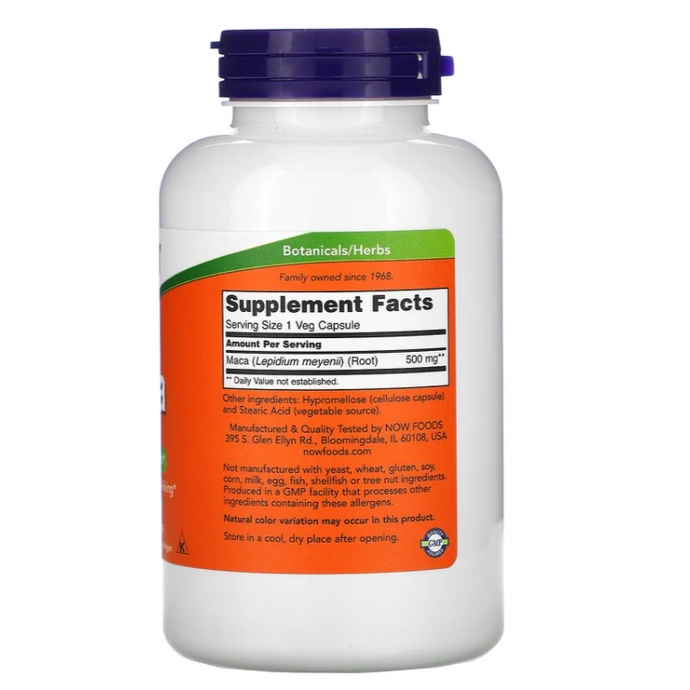 NOW VITAMIN | Now Maca 500MG  - Hỗ Trợ Tăng Sinh Lý Và Cải Thiện Tâm Trạng Cao Cấp