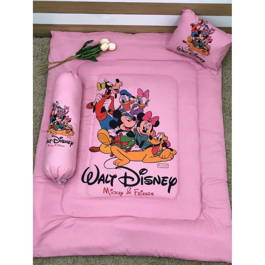 SET CHĂN GỐI ĐI HỌC TRẺ EM CHẤT LIỆU ĐŨI THOÁNG MÁT CHO BÉ MẪU DISNEY XANH <IB CHỌN MẪU>