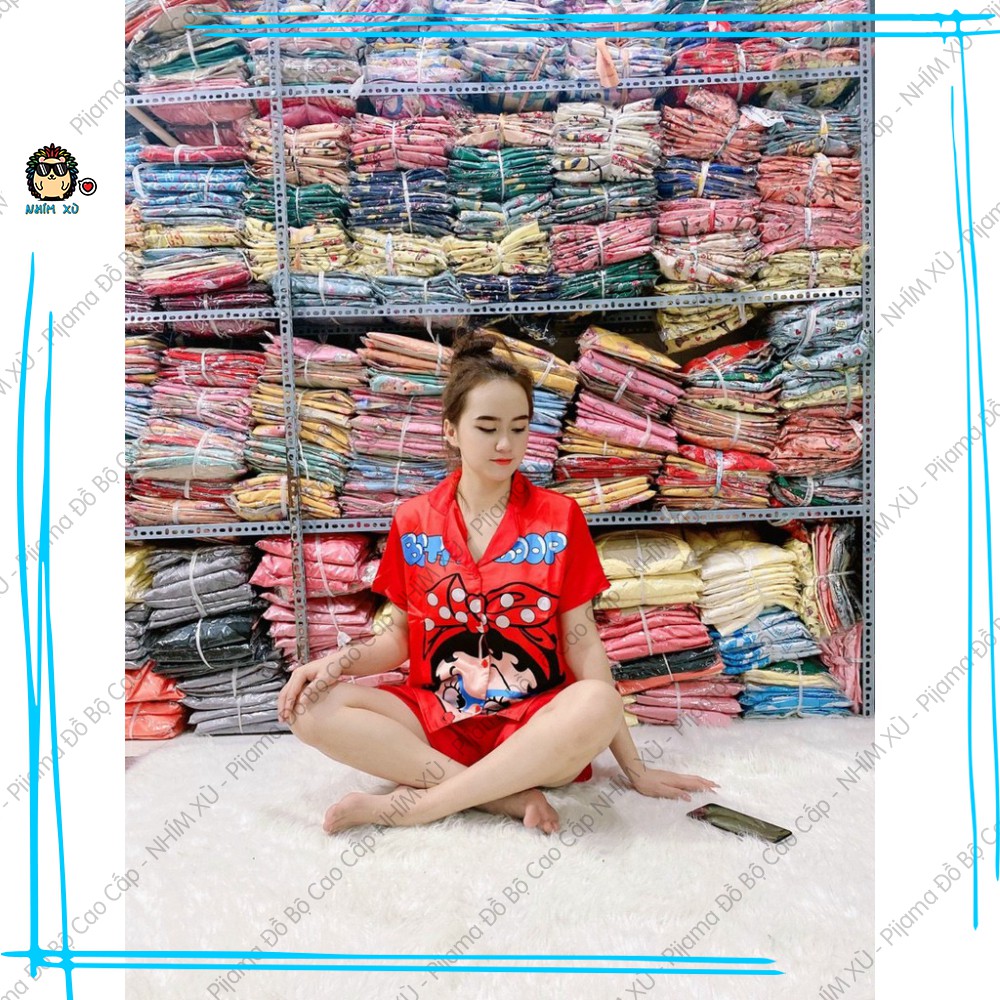 Đồ Bộ Ngủ Pijama Mặc Nhà Quần Đùi Áo Ngắn Tay Vải Satin Cao Cấp Betty Boop | BigBuy360 - bigbuy360.vn