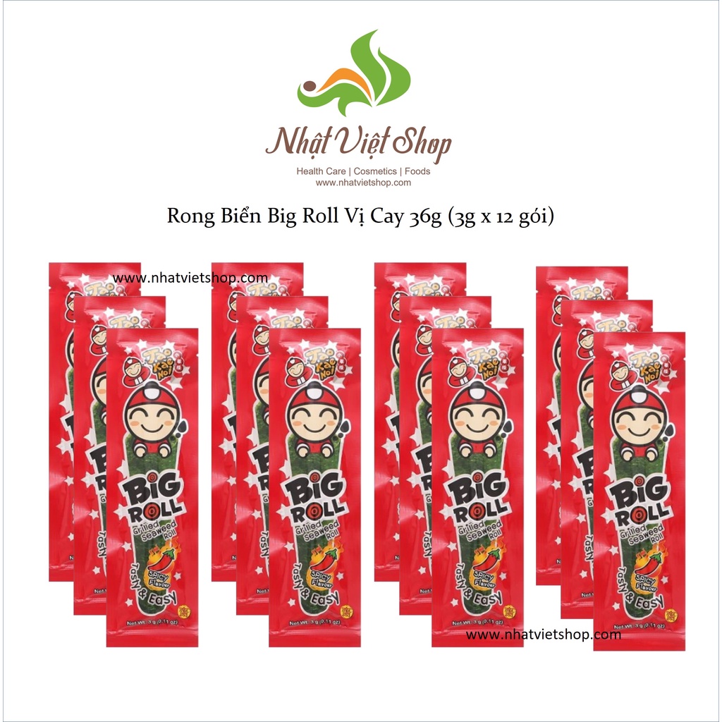 Combo 2 Hộp Rong Biển TaoKaeNoi Big Roll 36g (3g x 12 gói)