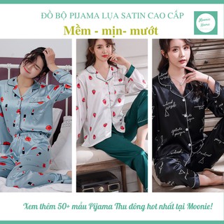 Bộ Pijama Nữ Lụa Satin Dài Tay Cao Cấp Kiểu Dáng Thanh Lịch (Ảnh +Video Thật)