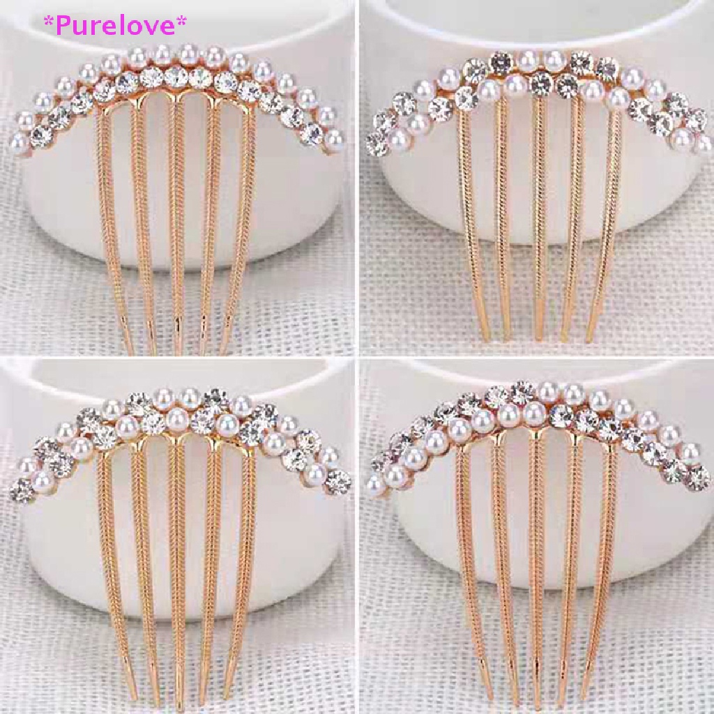 Lược Cài Tóc 5 Răng Đính Ngọc Trai Giả Xinh Xắn Dành Cho Cô Dâu Mới