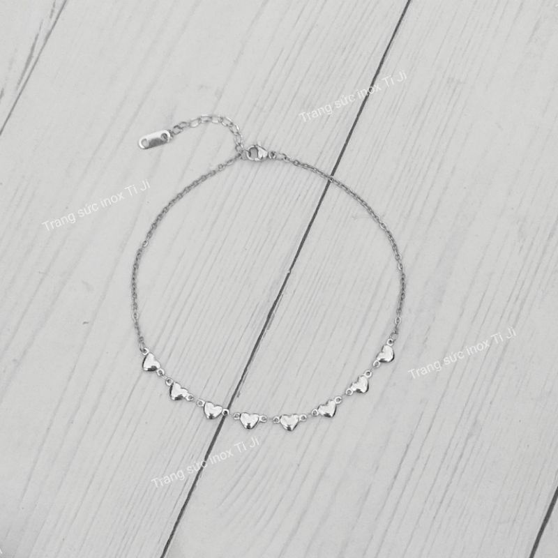 Lắc chân inox trái tim sáng đẹp không đen