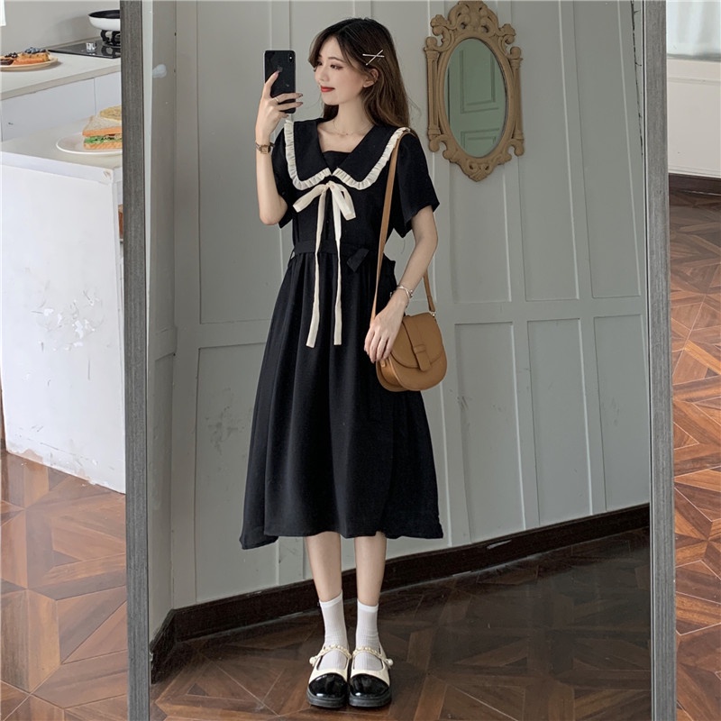 Đầm xòe Perty cổ búp bê phong cách Hàn Quốc thời trang ngọt ngào cho nữ
