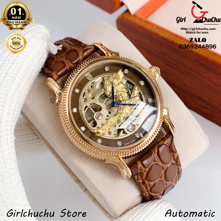 Đồng hồ nam FC Đại bàng vàng gold máy cơ tự động 100% không dùng pin hoạt động vĩnh viễn (phong thủy), NaiWatch
