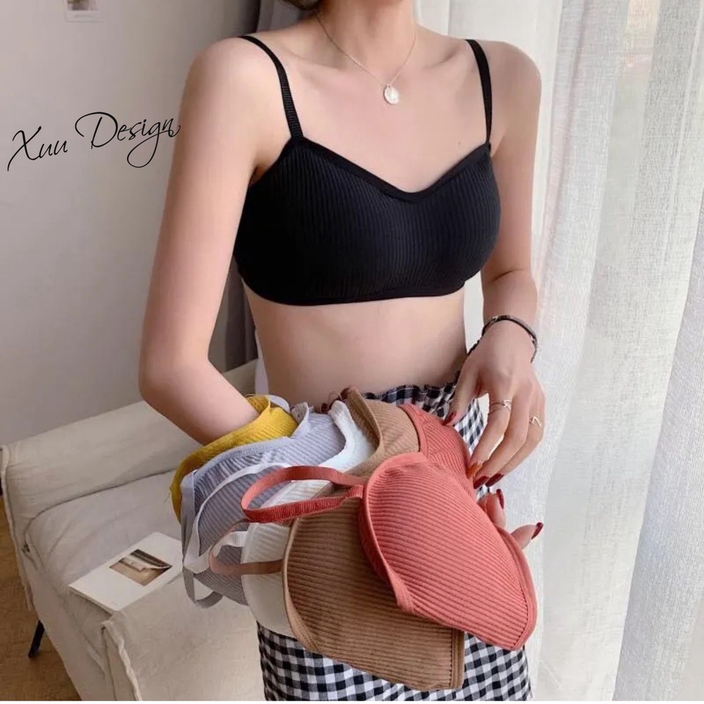 Áo bra nữ hai dây XUU, chất liệu cotton co dãn, có miếng đệm ngực - BR10 | BigBuy360 - bigbuy360.vn