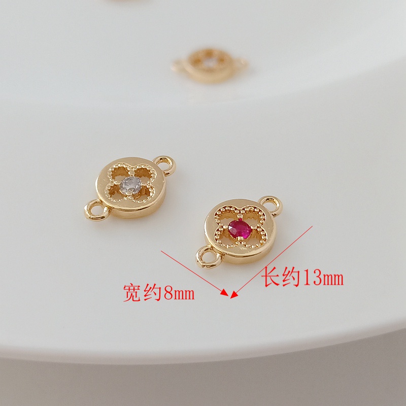 Bộ Vòng Cổ/Vòng Tay/Dây Chuyền Hình Tròn Rỗng Đính Đá Zircon Màu Vàng Đồng 14K DIY 8mm