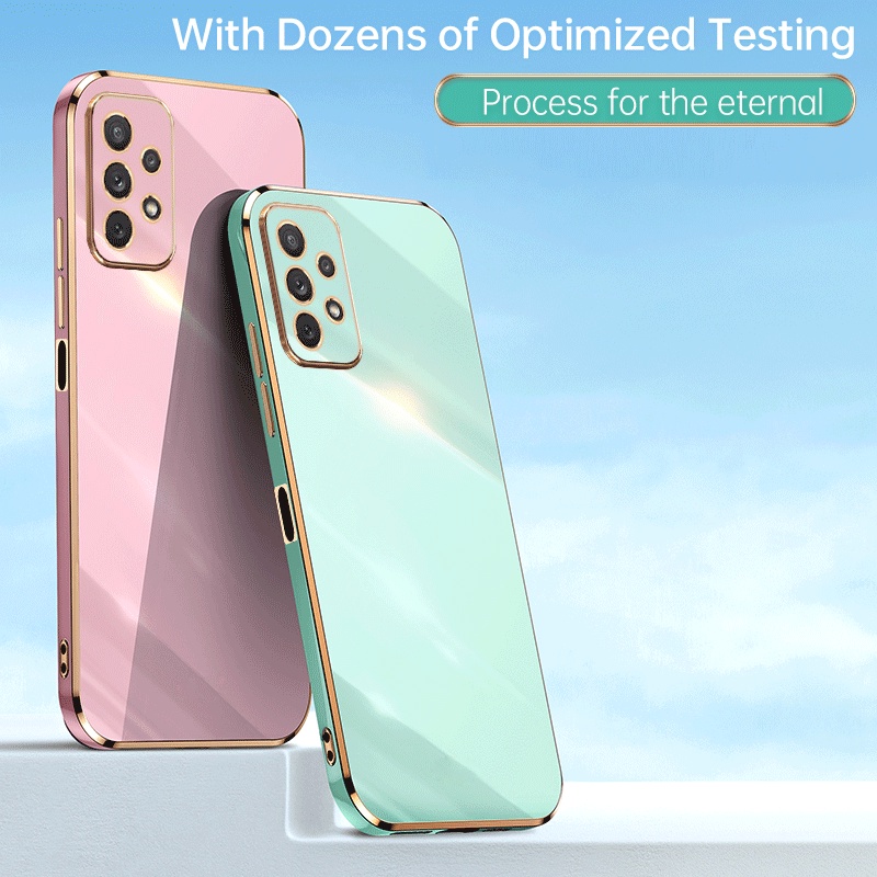 Ốp Điện Thoại TPU Silicon Mềm Viền Vuông Mạ Vàng Sang Trọng Cho Samsung Galaxy A13 4G A23 A33 A53 A73 5G A03S A03 Core