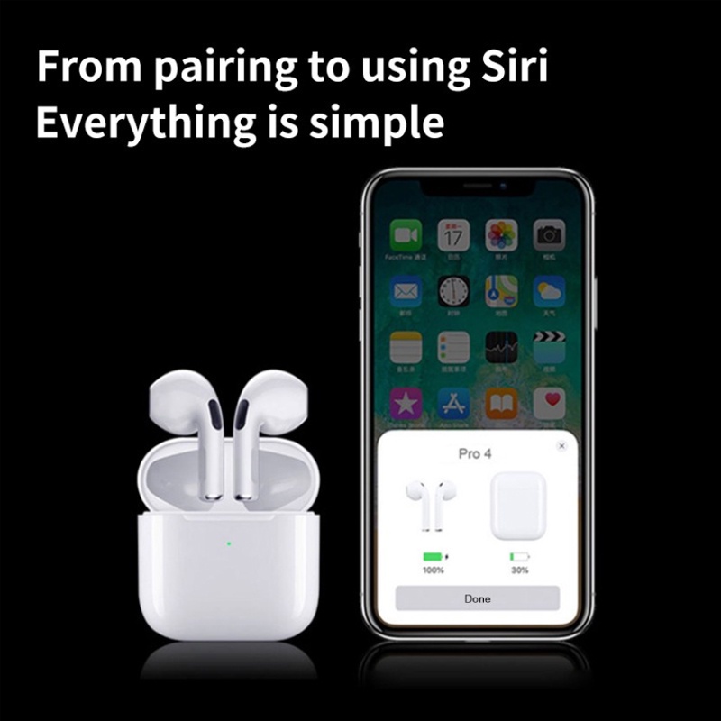 Tai nghe nhét tai không dây bluetooth 5.1 TWS Pro 4 tích hợp mi cờ rô điều khiển cảm ứng