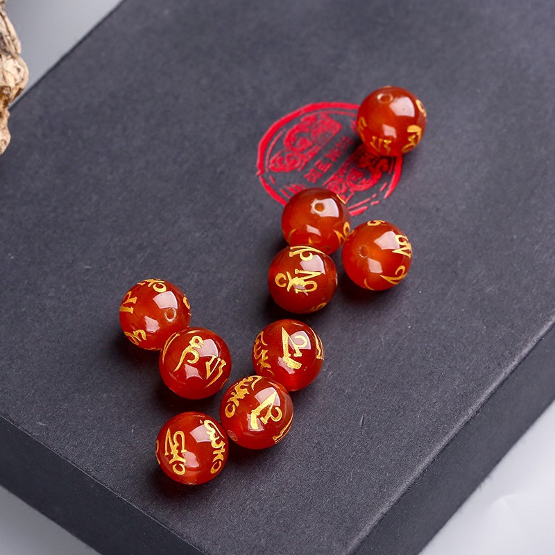 [Xả hết,Xả sạch] Hạt lẻ màu đỏ khắc kinh phạn hợp phong thủy-Hợp mệnh Hỏa và Thổ
