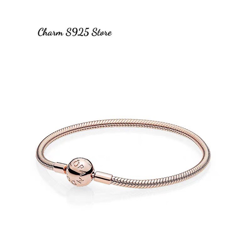 Vòng tay pan mềm cơ bản vàng hồng cao cấp bạc s925