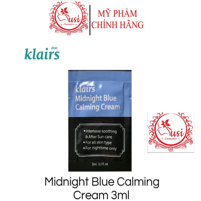 (SAMPLE 3ML)  Kem dưỡng phục hồi da Klairs Midnight Blue Calming Cream