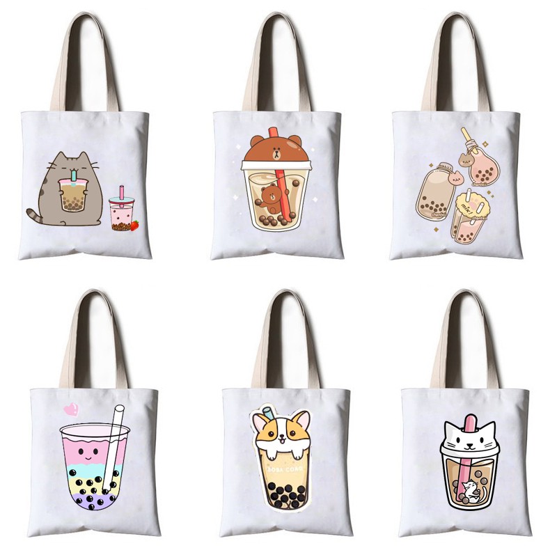 Túi tote trà sữa túi tote boba tea thần tượng TT27 hoạt hình