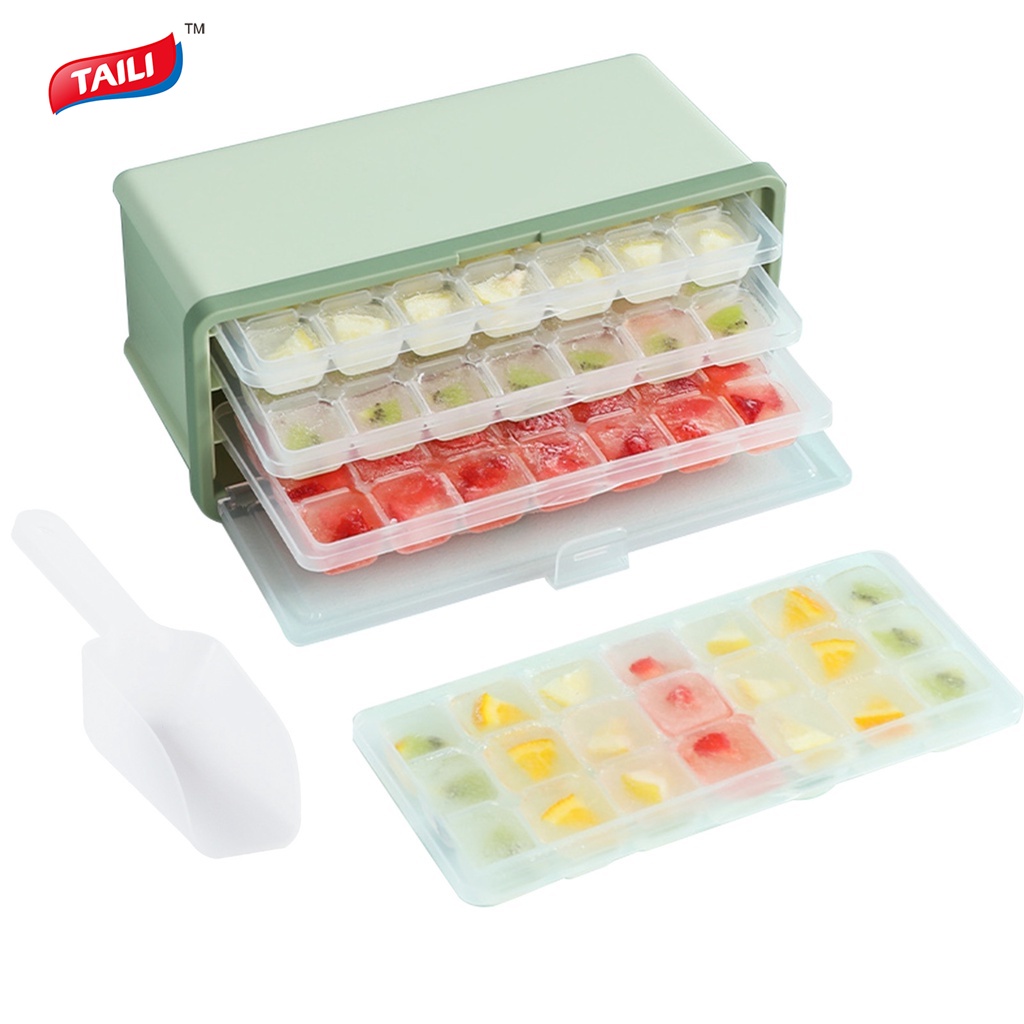 Khay làm đá TAILI vuông ba tầng bằng nhựa pp cỡ lớn