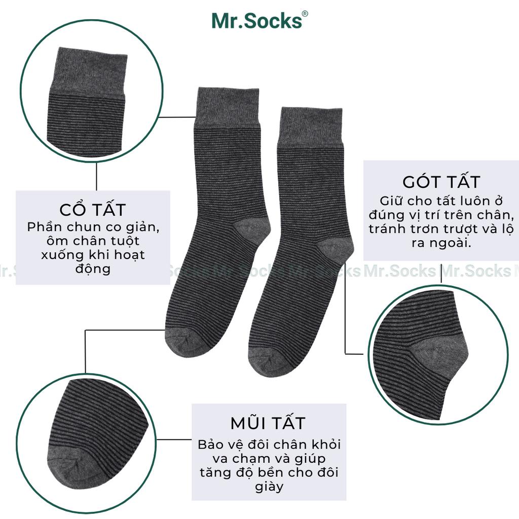 Tất giày tây nam cổ cao Mr.Socks hoạ tiết sọc ngang, chất liệu cotton hút ẩm thoáng khí - GOM-TAY09-1DOI
