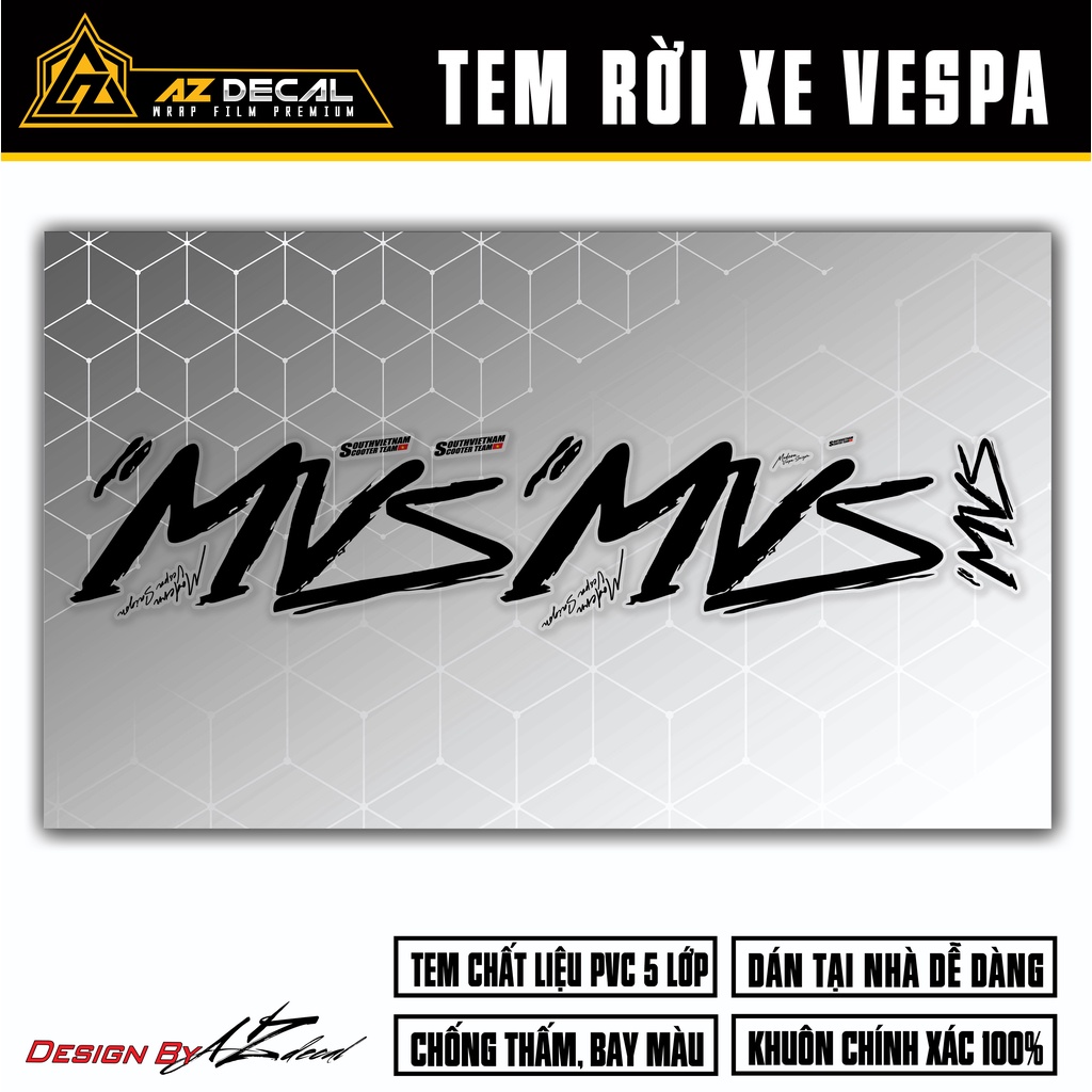 Tem Vespa Sprint / Primavera Thiết Kế MVS Modern Vespa Saigon | VPSP49 | Team Decal Hình Dán Xe Máy Vespa Chống Nước