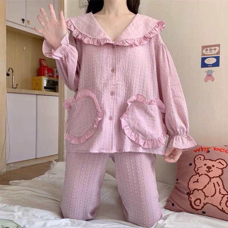 BỘ MẶC NHÀ ULZZANG DÀI TAY DỄ THƯƠNG rẻ nhất shopee