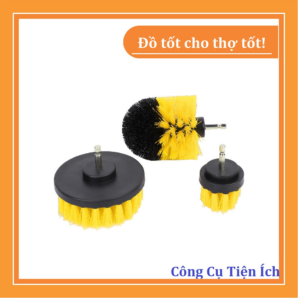 Bộ 3 bàn chải gắn máy khoan cầm tay để vệ sinh nhà cửa, rửa xe, cọ sàn nhà...