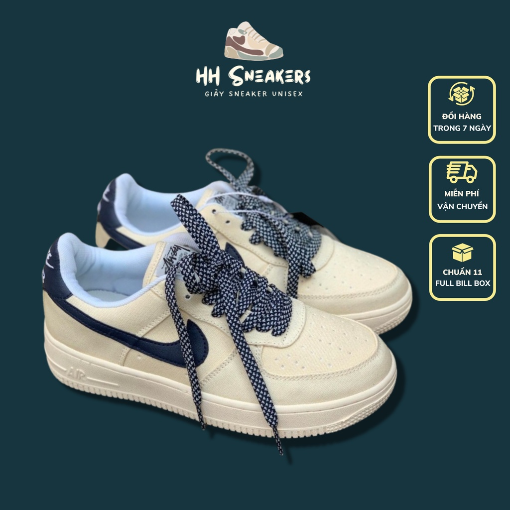 Giày thể thao nam nữ [HH Sneaker] - Giày AF1 canvas màu xanh navy cao cấp Full Box