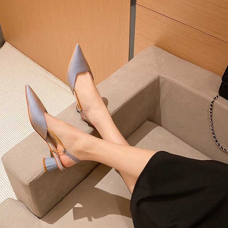 Giày Cao Gót Mũi Nhọn Thời Trang Retro Cho Nữ
