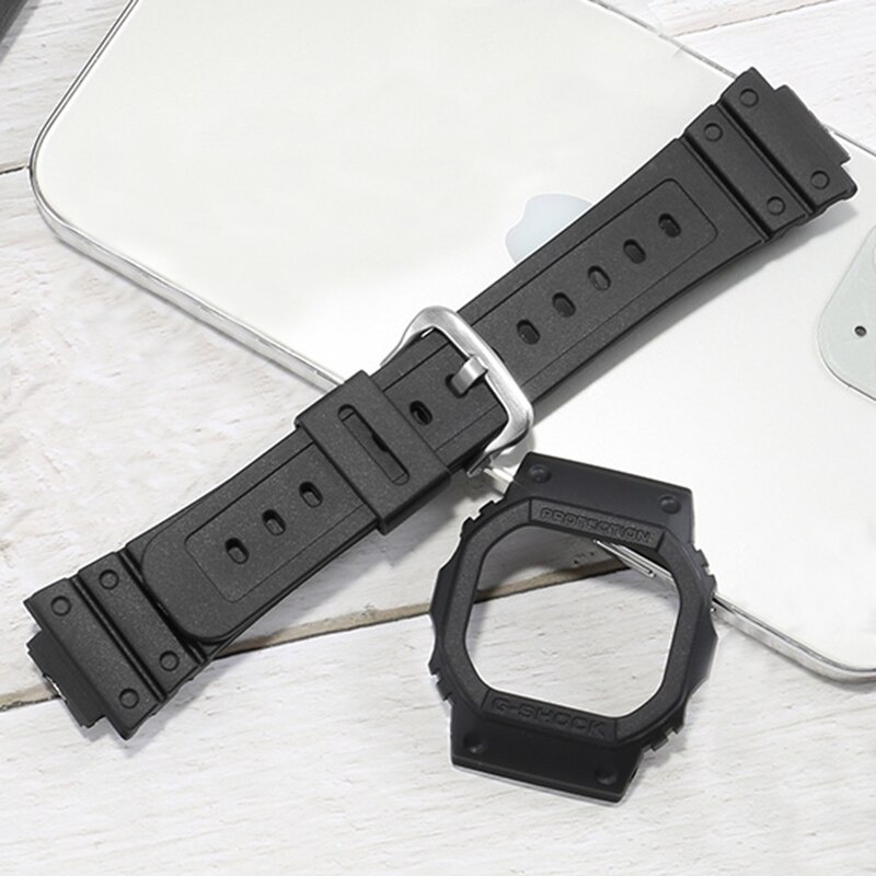 Dây đeo silicone cao su chống thấm nước có gờ kèm logo cho đồng hồ Casio G-SHOCK DW5600 DW-5600/5000 DW-5030/5025