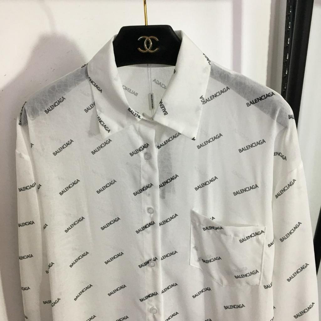 Áo sơ mi dài tay nữ cao cấp Balenciaga BB in chữ cá tính