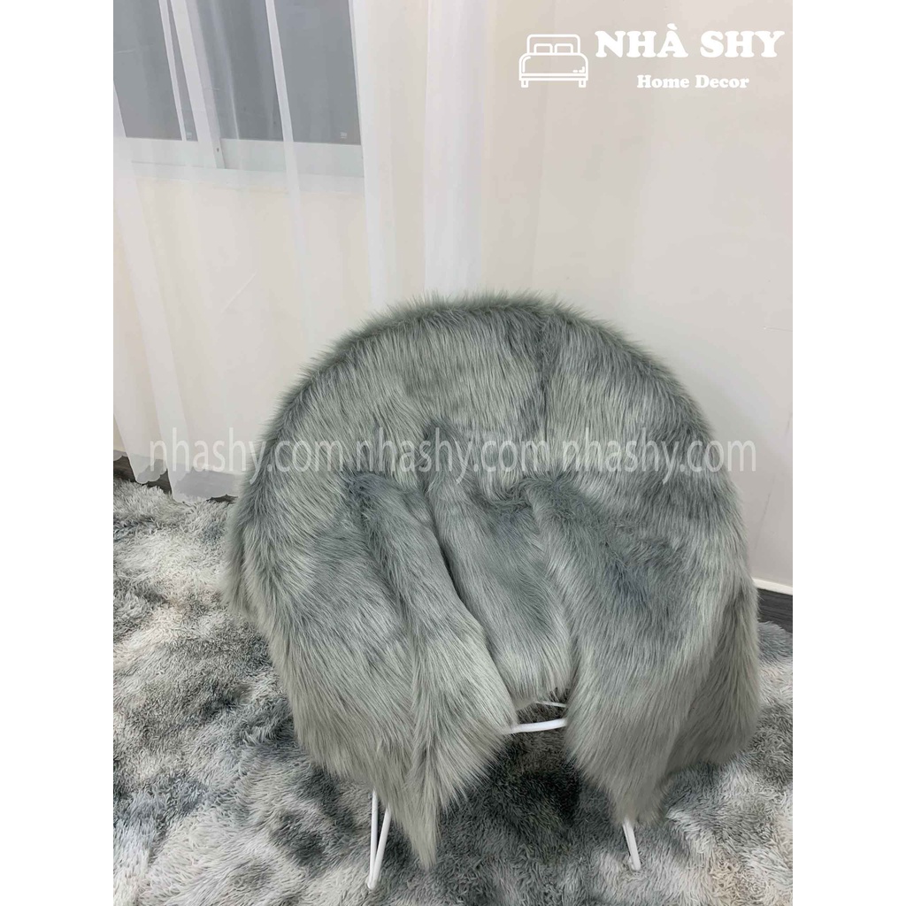Thảm Lông Hồ Ly Cao Cấp dài 5cm - Màu Xám Và Trắng - Chụp Ảnh Trang Trí Nhiều Size