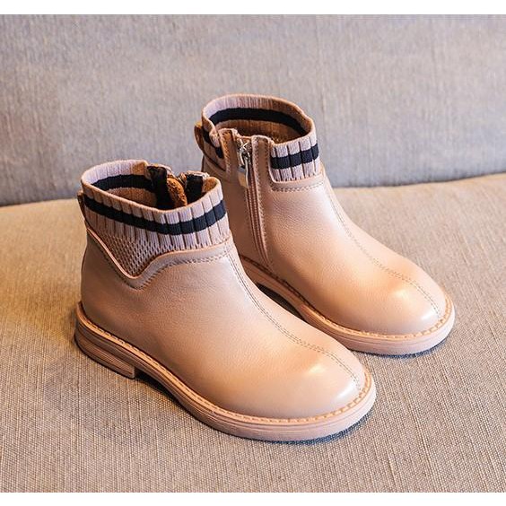 Boot bé gái cổ thấp chất liệu da phong cách Hàn Quốc phối đồ cực xinh đế mềm đi êm chân