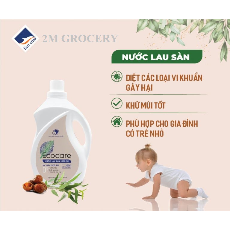 Nước lau sàn hương SẢ CHANH / QUẾ đuổi muỗi, nước lau sàn hữu cơ Bồ Hòn 1 lít, nước lau nhà Ecocare