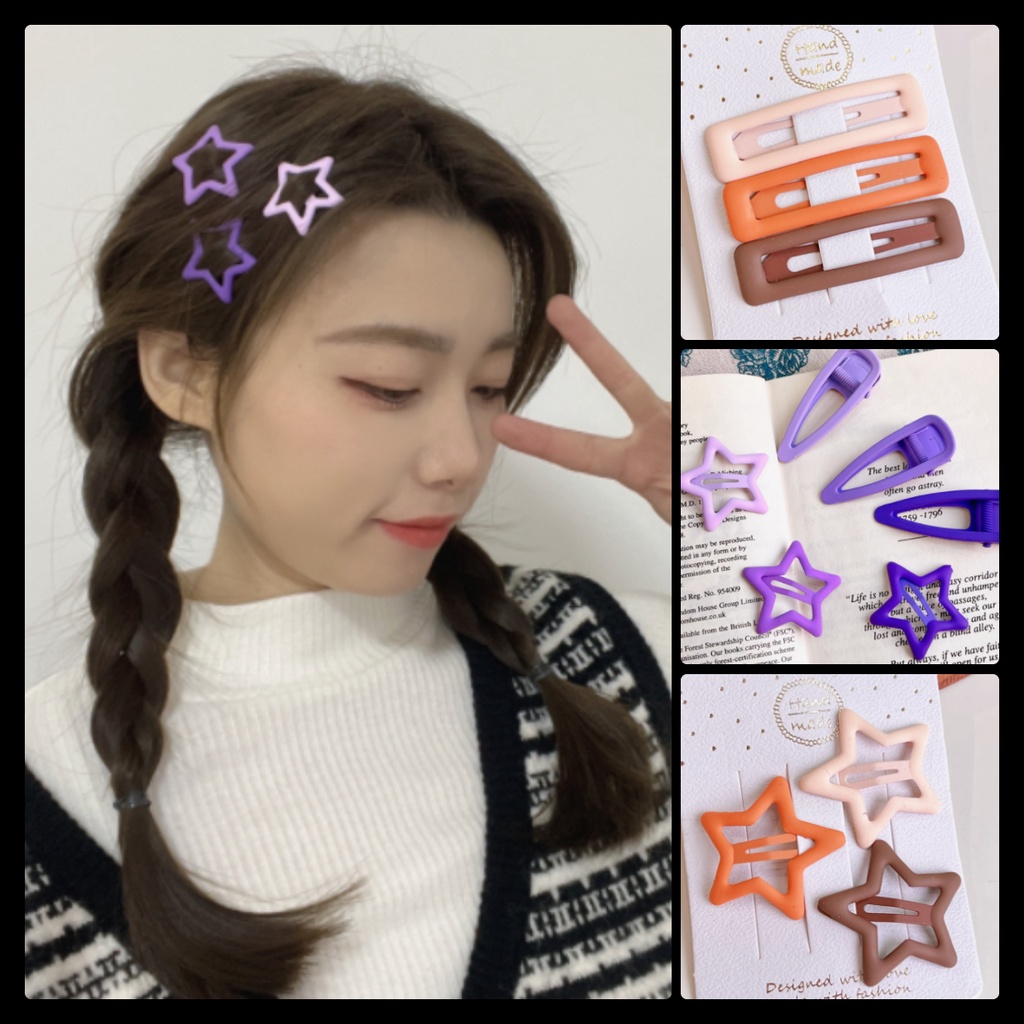 Set kẹp cài tóc 3 màu Vintage siêu xinh cho nữ dạng bấm dễ thương đi chơi chụp ảnh thời trang