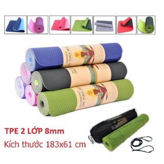 THẢM TẬP YOGA TPE CAO CẤP 2 LỚP DÀY 6MM MÀU SẮC THỜI TRANG ( KHÔNG KÈM TÚI ĐỰNG )