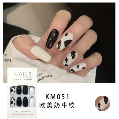 Set 24 móng tay giả họa tiết 3D kháng nước R129