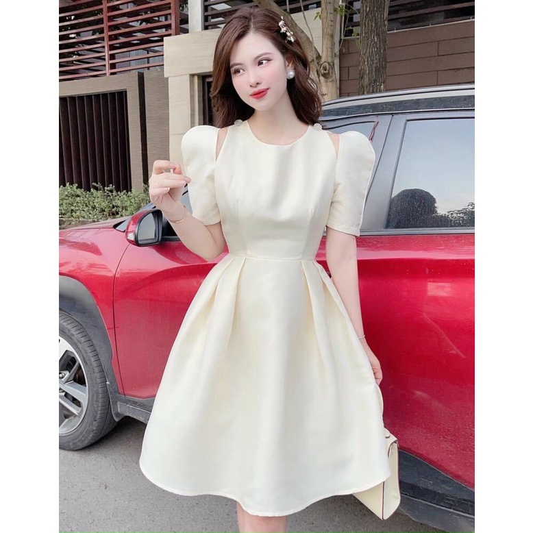Đầm Tapta Tay Ngắn Tiểu Thư - Đầm Sang Trọng, Thanh Lịch Phù Hợp Dự Tiệc - Hot Trend 2022