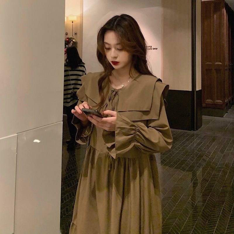 Đầm xòe tay dài hai lớp màu sắc thời trang cho nữ