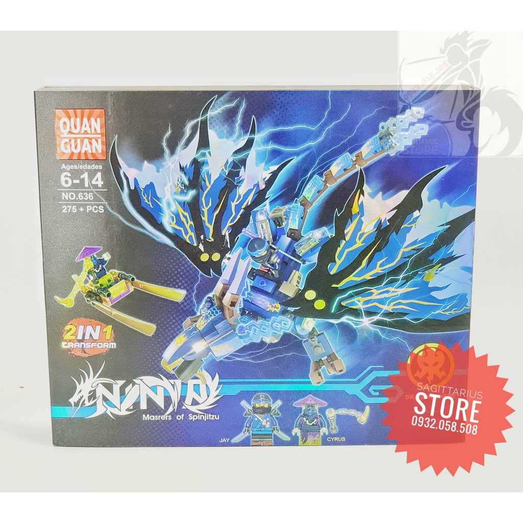 Combo 4 Hộp Lego Lắp Ráp Robot Rồng Bay NinjaGo 2 in 1 - Quan Guan 634 ~ 637