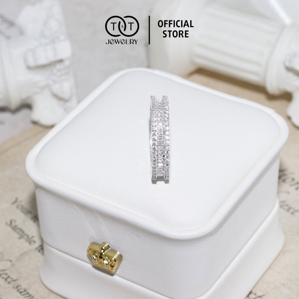 Nhẫn Bạc Nữ 3 hàng đá s925 T&amp;T Jewelry cao cấp NN021