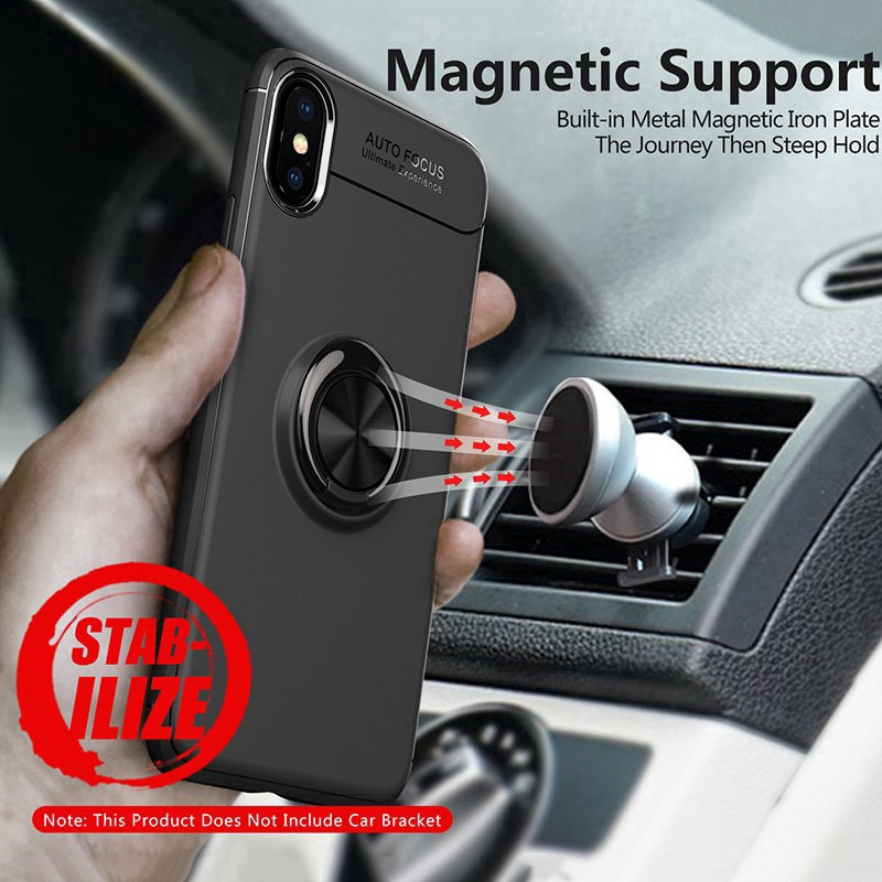 Ốp điện thoại silicone có đế nam châm kèm nhẫn đỡ tiện dụng cho Iphone 6/7/8/6s/6sp/7p/8p/X/XS/XR/XS MAX