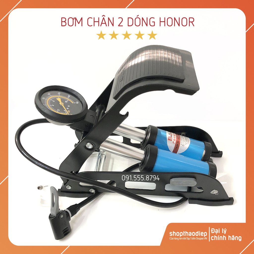 Bơm Đạp Chân Đa Năng Thiết Kế 2 Bình Chính Hãng HONOR, Bơm Xe Đạp Bơm Xe Máy Bơm Ô tô Bơm Bể Cá
