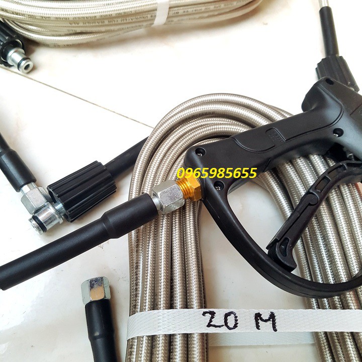 Dây Xịt Rửa Xe Áp Lực Cao 3 Lớp Lõi 10M-15M-20M , ống dây rửa xe cao áp