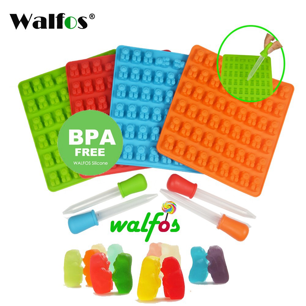 Khuôn Silicone Walfos 53 Ô Làm Đá Hình Gấu Kẹo Dẻo 15.5x16.5cm Tiện Dụng