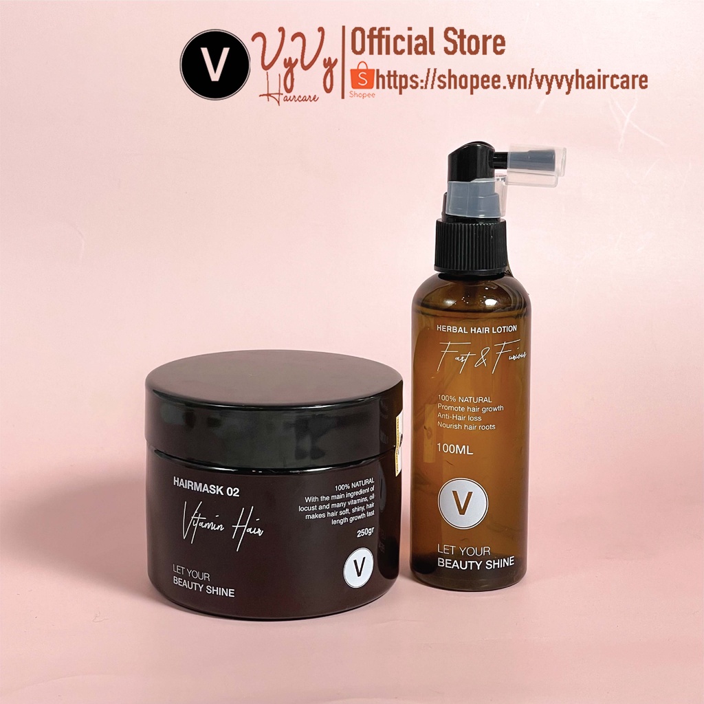 Combo Kích Mọc Tóc Dày Dặn, Chắc Khỏe Cho Tóc Đen Tự Nhiên COMBO 8 VyvyHaircare 350ml