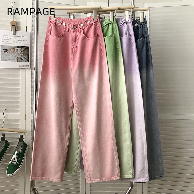 One Quần Jeans Nữ Lưng Cao Ống Rộng Thời Trang Hàn Quốc
