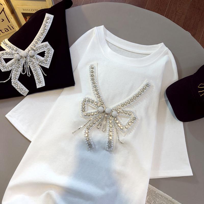 Áo thun ngắn tay thắt nơ đơn giản cho nữ 150kg