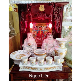 Bàn thờ thần tài ván ngang 37cm x cao 50cm[gồm 7 món]kèm cát lư hương