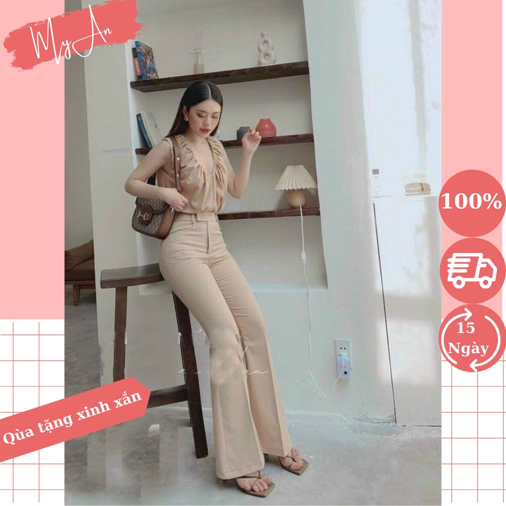 Quần ống loe công sở cạp cao chất vải đẹp nữ tính mặc kéo dài chân - MYAN Store NA002
