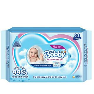 Khăn ướt bobby 80 tờ không mùi