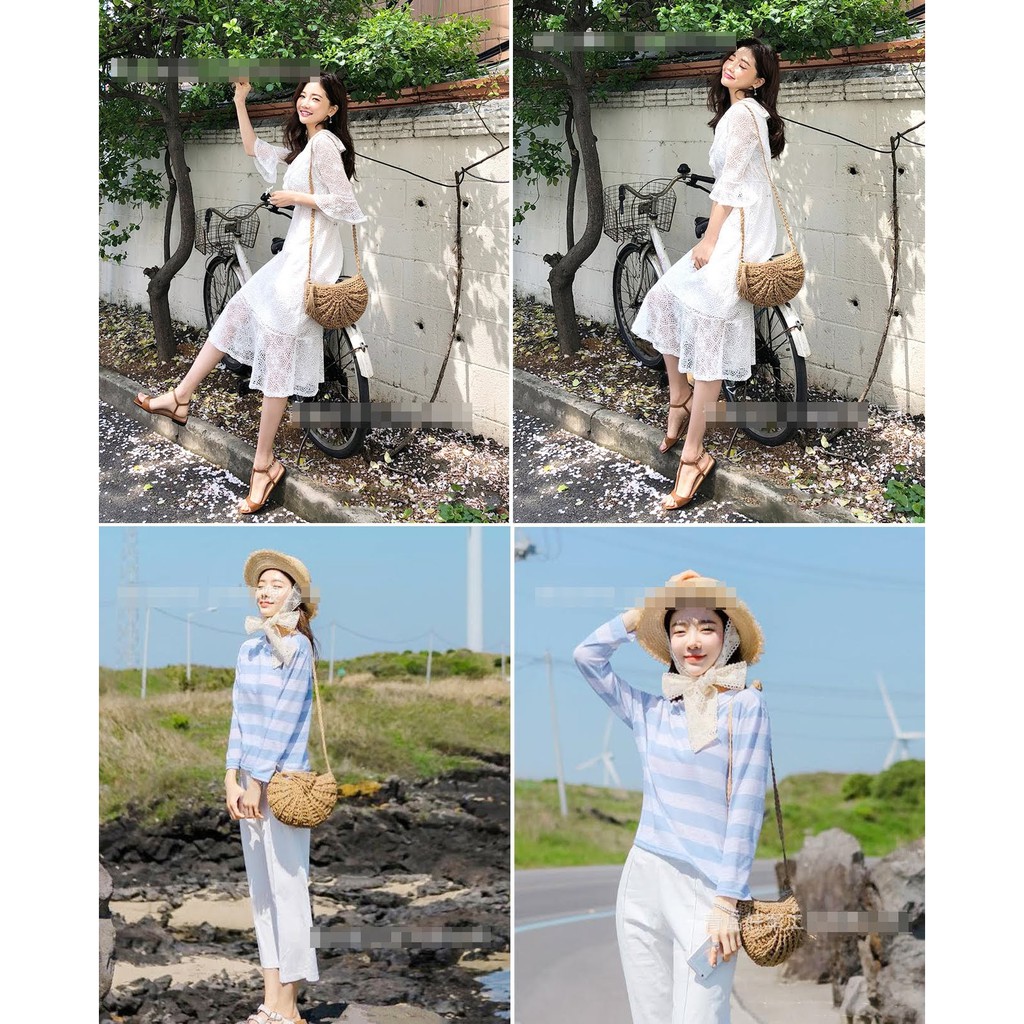 Túi Cói Phối Tua Rua Dáng Bán Nguyệt