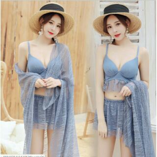 CÓ SẴN set bikini kèm khăn quấn đi biển siêu đẹp